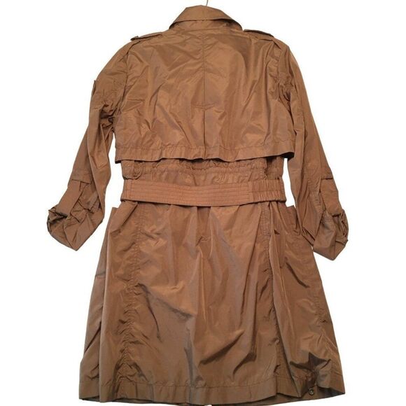 Add Womens Brown Belted Trench Coat Water-Resistant Nylon Blend - Picture 8 of 14